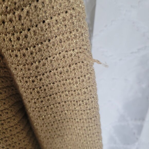 Talbots Gold Crochet Knit Cardigan Sweater W/ Gold Buttons & Pockets 1x - Picture 10 of 11
